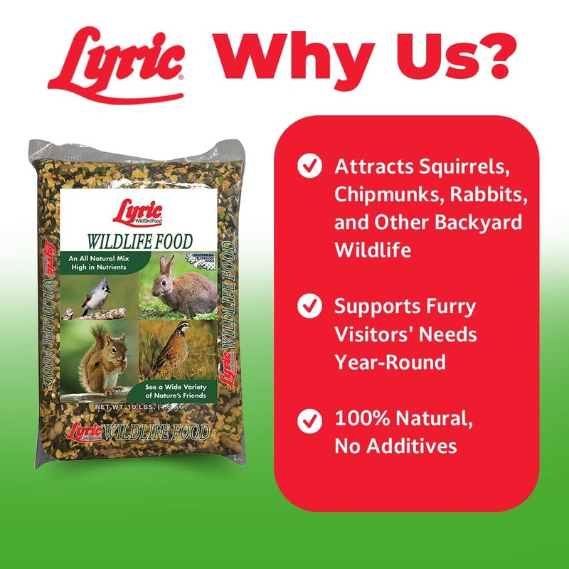 Lyric Wildlife Critter Food for Deer, Squirrels, Turkeys & Rabbits, Wild Bird Seed for Outside Feeders, 10 lb Bag - Image 2